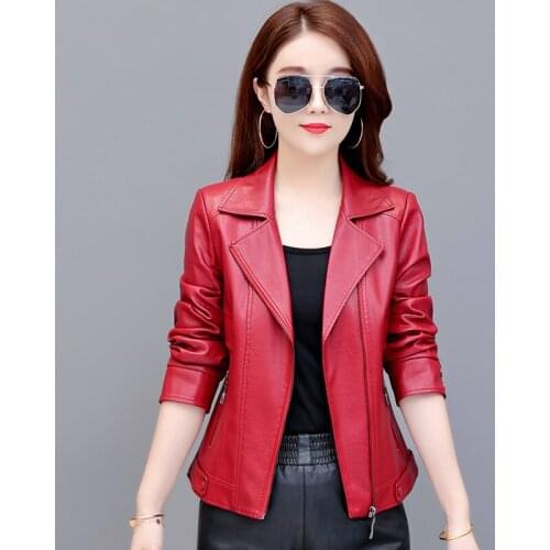 Fashion Big Size 3XL 4XL Motorcycle Leather Jacket Women 2021 Autumn Ladies Leather Coat Female Jackets New Womens Clothing