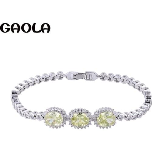GAOLA Clear Cubic Zirconia Bracelets For Women Charm Silver Bracelets & Bangles Femme Bridal Wedding Fashion Jewelry Gift S0732