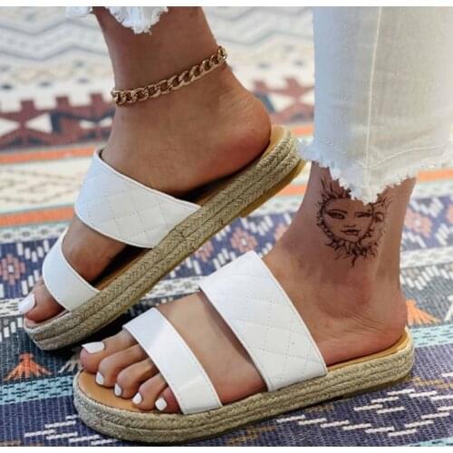 2021 new Womens Summer Retro Wedge Sandals Ladies Hemp Slides Causal Comfortable Slippers Woman Soft PU Leather Female Shoes
