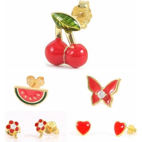 AIDE 2021 Trend Pendientes Plata 925 Silver Enamel Stud Earring Gold Piercing Hanging Earring Woman Jewelry Bijoux Femme Серьги