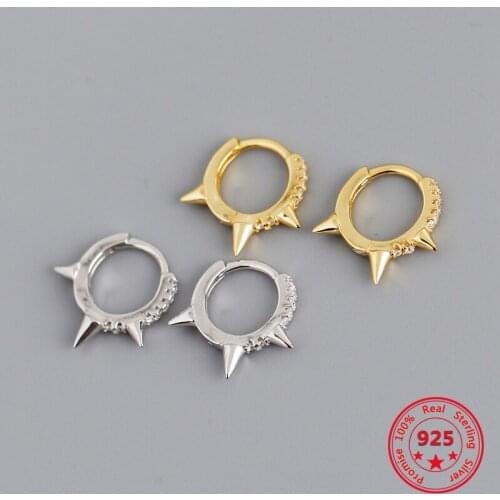 2020 New Punk Style Zircon Pointed Earrings For Women Personality Golden Diamond Zircon Pointed S925 Sterling Silver Earrings