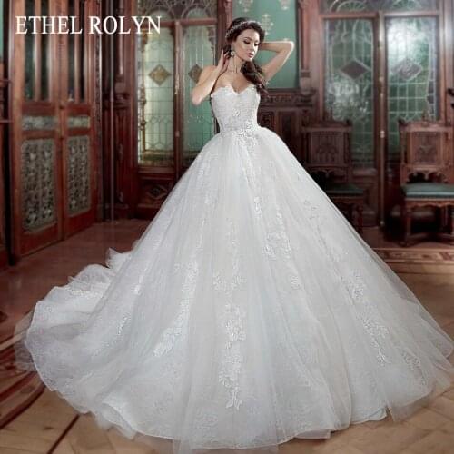 ETHEL ROLYN A-Line Wedding Dress 2021 Sweetheart Sleeveless Bridal Lace Up Appliques Princess Bride Dresses Vestido De Novia