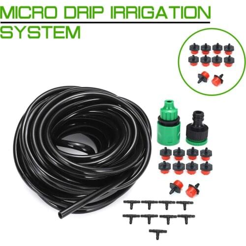 1 Set Micro Drip Irrigation System 10M DIY Plant Automatic Self Watering Garden Hose Kits With Adjustable Dripper Connector
