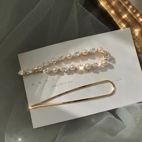 1PCS Handmade Pearls Hair Clips Pin for Women Fashion Geometric Barrettes Headwear Girls Sweet Hairpins Hair Accessory