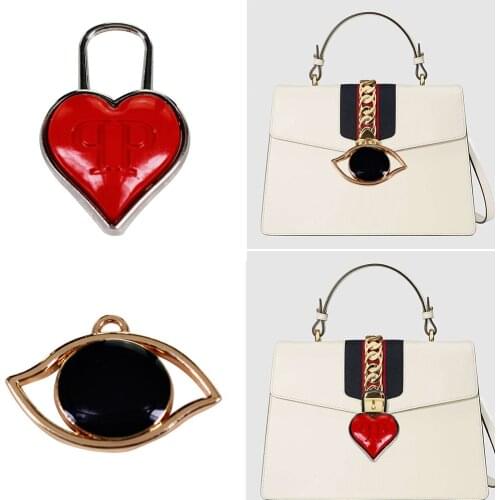 10PC Metal Gold Eye Red Heart Hooks Rivets Charm Zipper Slider Sewing for Bag Clothes Earring Rivets Decorated Accessories