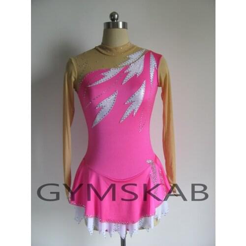 2018 Figure Skating Dress Womens Girls Customized Ice Skating Dress Long-sleeved Gymnastics Costume 8157