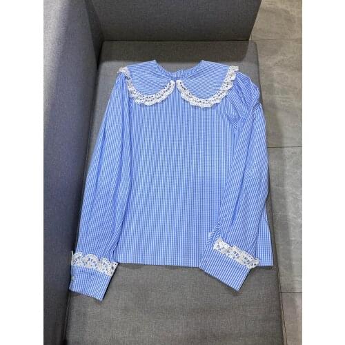 2020 new women autumn winter long sleeve cotton shirts and plaid tied shirts for girls sweet cute shirts for femme