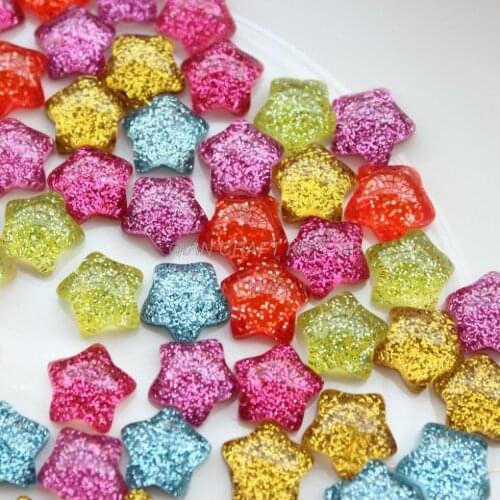 300pcs Mini Rhinestone Glitterery shiny star Flat Back Resin cabochons in mix colors set