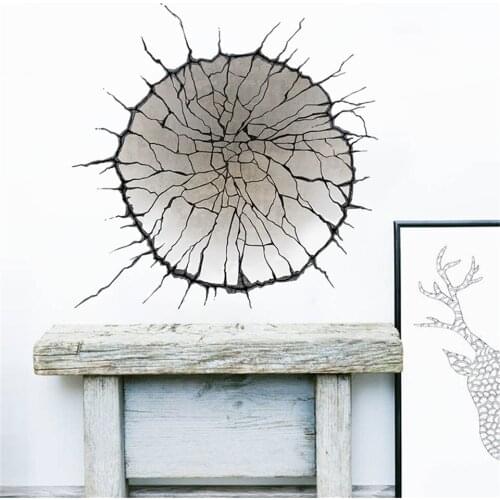 3D Broken Wall Art Mural Decals PVC DIY Adhesive Waterproof Wallpaper Removable Crack Sticker Living Room Corridor Home Decor