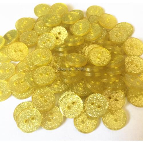 500pcs Yellow Glitter 13mm Resin Round Buttons Christmas Sparkly Round 2 Holes Dress Button for Womens Clothes Sewing