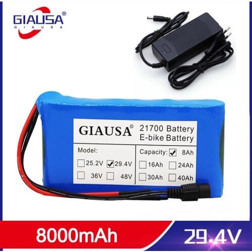 GIAUSA 24V 8Ah battery pack 21700 5000mAh 7S 250w 29.4V lithium ion battery for wheelchair electric bicycle