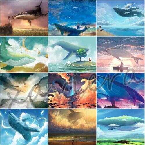 Xaviera 5D Diy Diamond Painting Animal Dolphin Embroidery Rhinestone Mosaic Full Round Square Drill Cross Stitch Crafts Kits