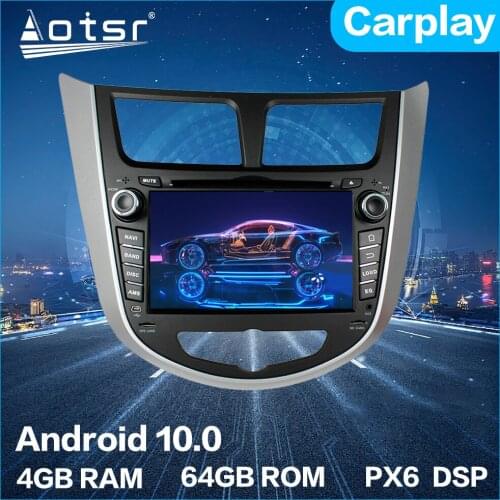 Android Multimedia DVD For HYUNDAI VERNA ACCENT SOLARIS 2011 2012 New 10.0 4G 64GB PX6 Auto Stereo radio DVD Player DSP Carplay