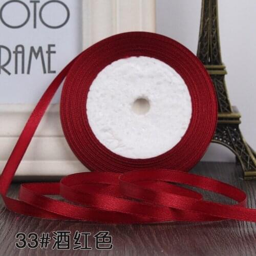 Burgundy 25 Yards 1/4" (6mm) Silk Satin Ribbon Wedding Party Decoration Invitation Card Gift Wrapping Scrapbooking DIY Ribbons