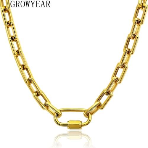 Gold-color Link Stainless Steel Chain Necklace For Women Men Choker Necklaces Fashion Jewelry Friends Gifts Collares Round Edge