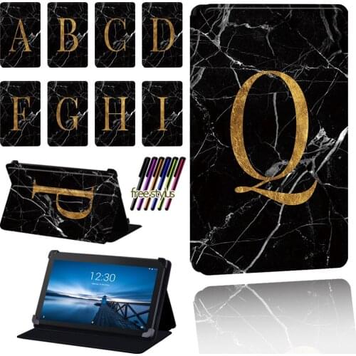 Black Marble Pattern Case for Lenovo Tab E7 / E8 / E10 Tablet Leather Pu Leather Anti-fall Folio Lightweight Protective Case