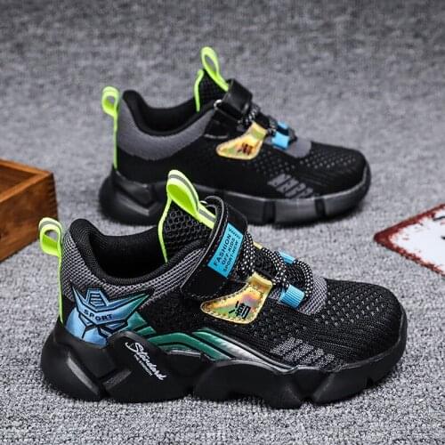 Childrens Shoes Casual Outdoor Sports Fashion Breathable Boys Shoes Hollow Knitted Mesh Non-slip Jogging Kids Shoes