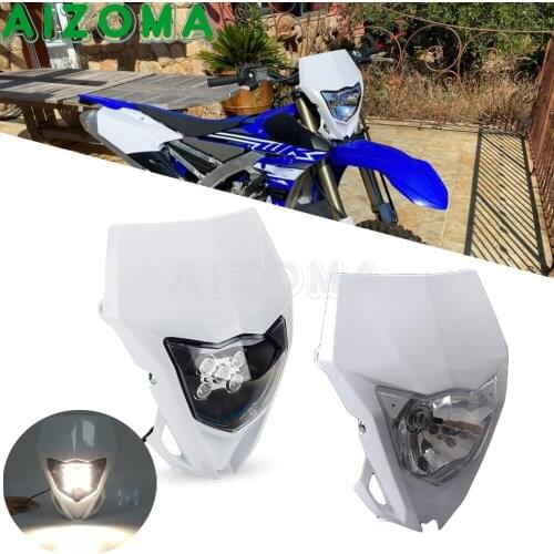 For Yamaha WR250 WR450 Universal Dual Sport 12V LED Motorcycle Enduro Headlight H4 Head Light Fairing White WR-F YZ YZF FX TTR
