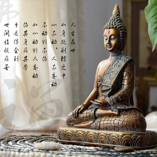 Resin Buddha Figurines Statue Laughing Buddha Sculpture Homee Decor Office Ornaments Gift Hindu Siting Buddha Thailand