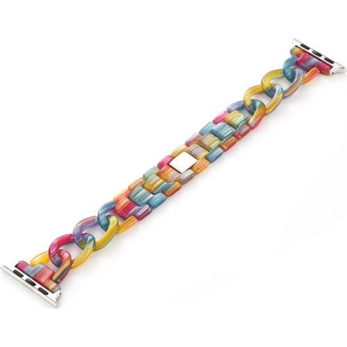 Smooth Cowboy Chain Resin Bracelet for Apple Watch Band 40mm 44mm 38mm 42mm Lightweight Strap for Iwatch Series 6 SE 5 4 3 Belt