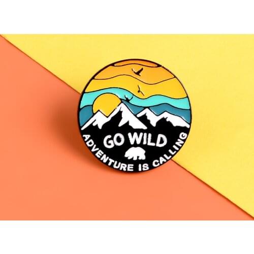 Go Wild Adventure in Calling Round enamel pin Iceberg polar bear badge brooch Lapel pin Denim bag jewelry Adventure lovers gift