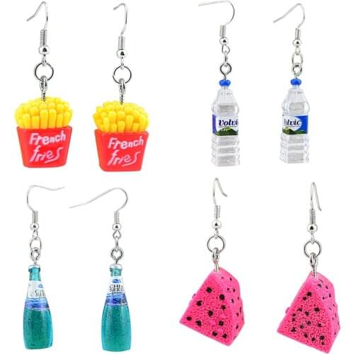 2021 New Creative Simulation Of Water Bottle Earrings For Women Cute False Food And Beverage Drop Earrings Girl Jewelry