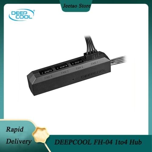 DEEPCOOL FH-04 1to4 hub chassis fan cooling fan cable with mounting sticke,12V 3pin / 4pin PWM chassis fan Hub