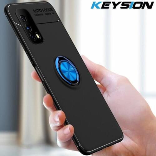 KEYSION Shockproof Case For VIVO IQOO Z1X 5G Z1 U1 Soft Silicone Magnetic Metal Ring Stand Phone back cover for VIVO Y70S Y51S