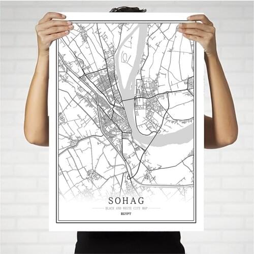 Egypt Creative city map Cairo Abstract Canvas Paintings Black and white Wall Art Print Poster Picture Home Decoration Painting