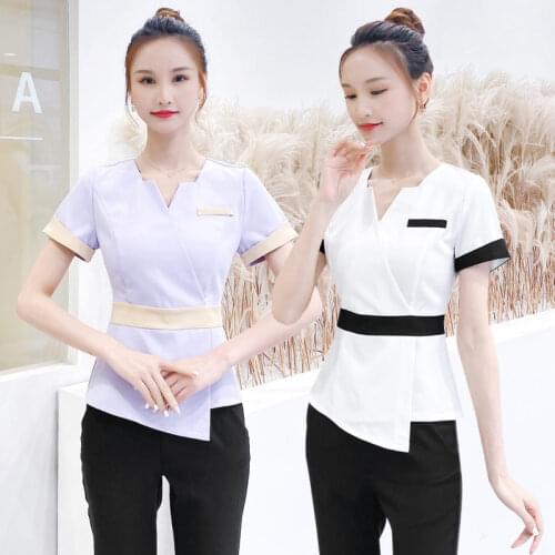 Summer Beautician Work Clothes Womens Beauty Salon Spa work Suit Hotel Uniform Reception