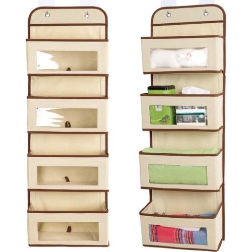 Layer Fabric Over The Door Organizer Gray Foldable Door Organizers Nursery Closet Storage, Large Hanging Door Organizer