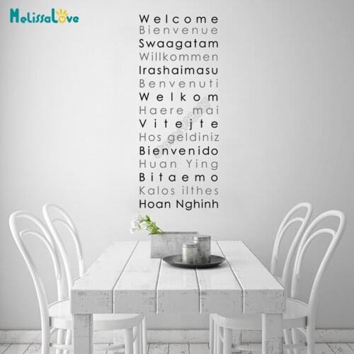 Welcome Letter Sign Multilingual Benvenue Welkom International Greeting Decal Vinyl Sticker Easily Removable B533