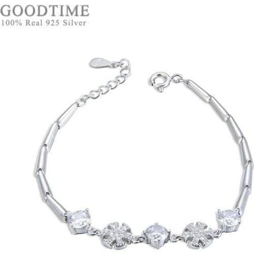 Trendy Women Bracelet Pure S925 Sterling Silver Charm Bracelet Snowflake Shape Temperate Zircon Bracelet Jewelry Accessoriess