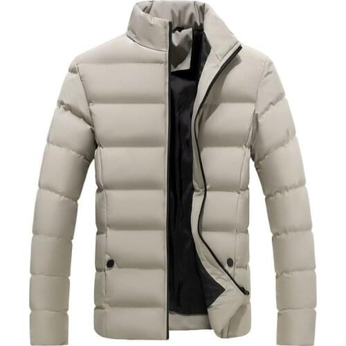 Mens Cotton Jacket 2021 Spring, Autumn and Winter New Mens Stand-Up Collar Thick Warm Cotton Casual Jacket Trendy Fashion