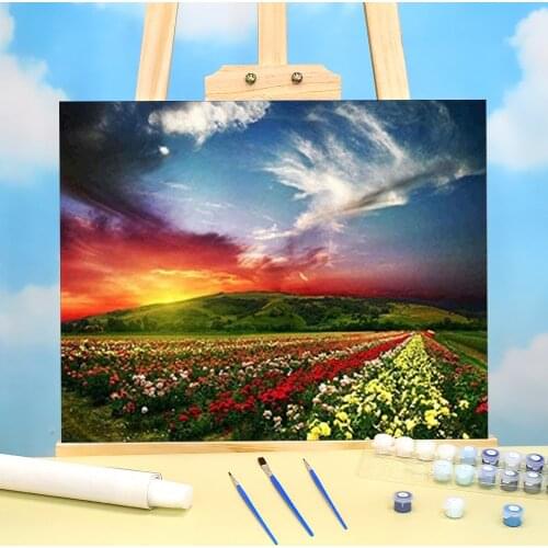 Nature Coloring By Numbers Painting Set Oil Paints 50*70 Oil Painting Loft Wall Picture For Handiwork