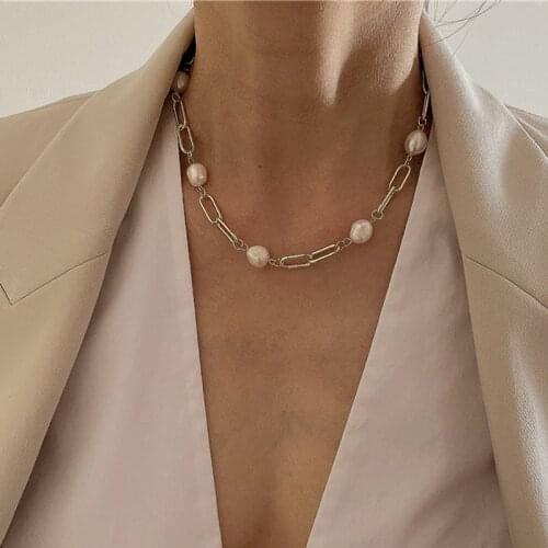 2021 New Natural Baroque Pearl Necklace Handmade Jewelry Choker Pendants Femme Kolye Collares Boho Necklace