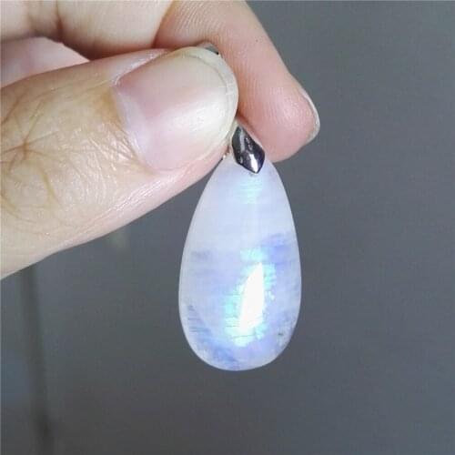Strong Lights Natural Moonstone Pendant Women Female Water Drop Bead Necklace Fashion Pendant 23x15x7mm