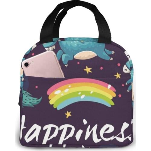 Portable Lunch Bag Five Fairy Tale Unicorn Thermal Insulated Lunch Box Tote Cooler Bag Bento Pouch Container Food Storage Bag