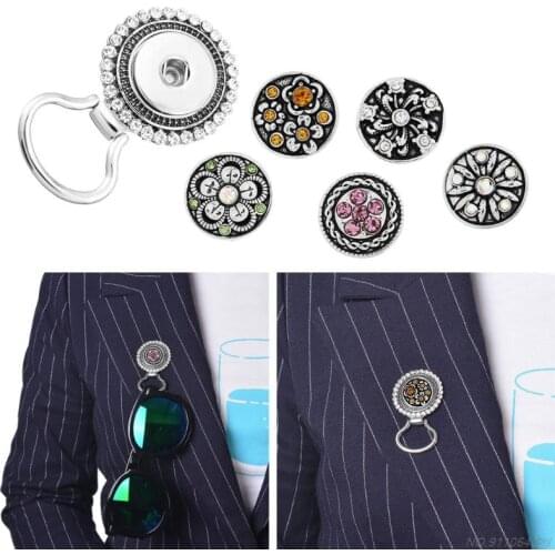Interchangeable Flower Snap Button Center Set with Rhinestone Eye Glass Handheld Magnetic Brooch for Women Girls 21 Dropshipping