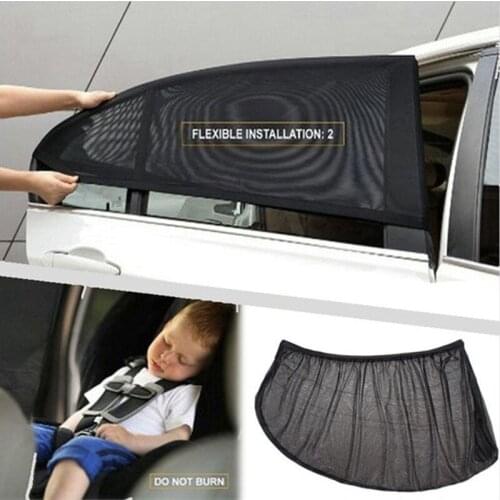 2pcs Car Window Sun Visor Shade Mesh Cover Front&Rear Side Sunshade Insulation Anti-mosquito Fabric Shield Window Covers