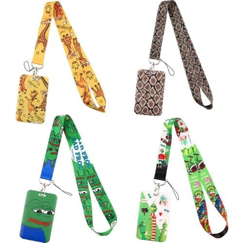 SP1216 Cute Animal Giraffe Cartoon Neck Strap Lanyard Card Holder Badge Phone Key Ring ID Name Card Badge Holder Office Supplies