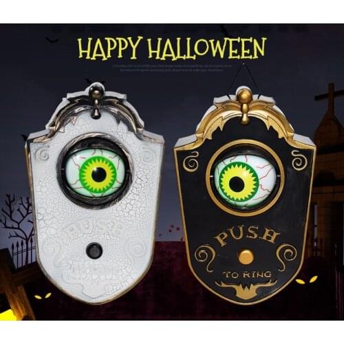 Halloween One Eyed Doorbell Decoration Horror Props Glowing Hanging Piece Whole Door Hanging Scary Doorbell Eyeball Bell Decor