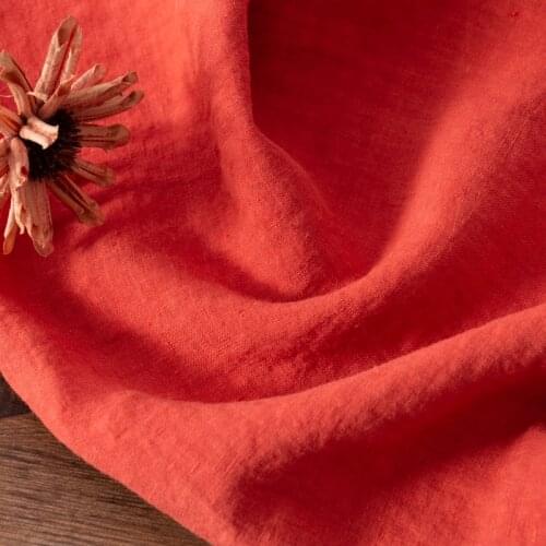 High quality characteristic flax material Orange red washed for old fabrics Designer customized robe Shirt Pants skirt sewing