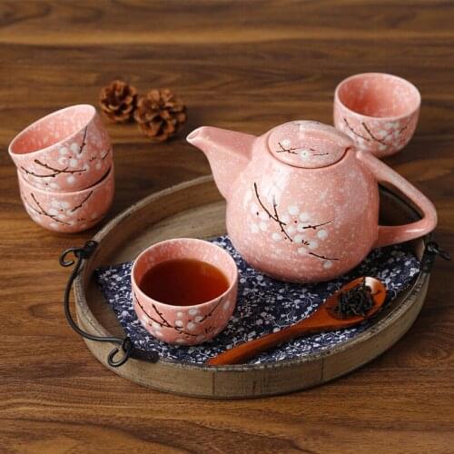 Japanese tea set restaurant household ceramic snowflake underglaze color tableware tea pot cup kungfu teapot teacup teaware