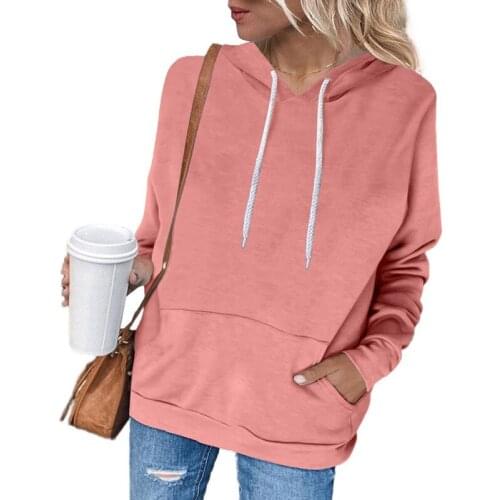 2021 New Plus Velvet Basic Hoodies For Women Casual Autumn Winter Solid Hooded Pockets Sweatshirts Female Hip Pop Pullover Tops
