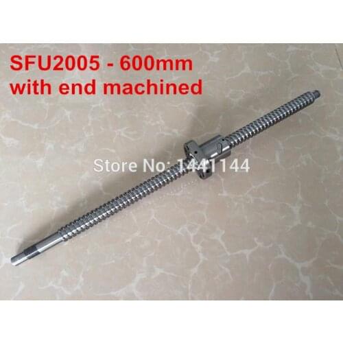 1pcs Ball screw SFU2005 - 600mm and 1pcs Ballnut for CNC for BK/BF15 standard processing