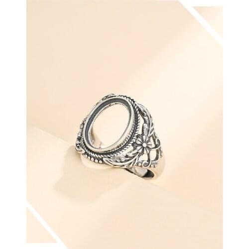 10*14mm 925 STERLING SILVER Semi Mount Bases Blanks base blank Pad ring Setting wedding jewelry findings diy A5637