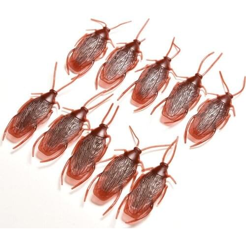 10pcs/lot Funny Trick Joke Toys 4*1.8cm Model Simulation Fake Rubber Cockroach Cock Roach Bug Roaches Toy Prank