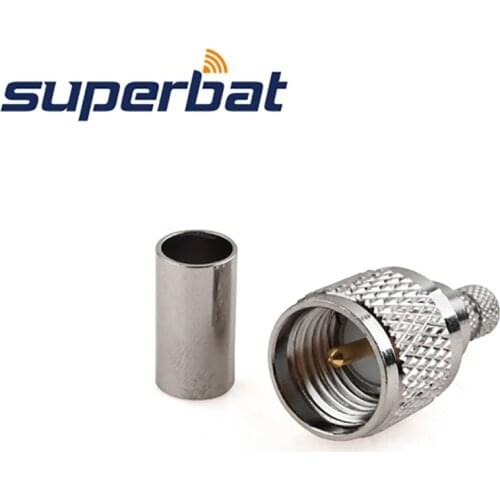 Superbat 10pcs Mini-UHF Crimp Plug Connector for Cable RG58, RG400,RG142,LMR195/KSR195