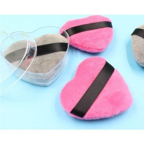 2Pcs Heart Shape Cosmetic Puff Velvet Powder Puff Long Cotton Fluff Soft Velvet Loose Powder Puff BB Fundation Makeup Puffs
